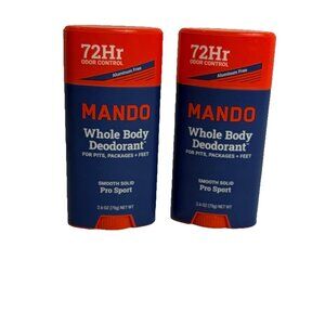 2x Mando Whole Body Deodorant Smooth Solid Pro Sport Scent 2.6 Oz Each -NEW